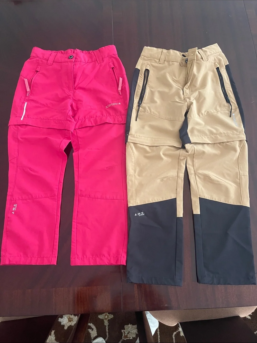 Kids Pink and Tan Convertible Outdoor Pants size 6-8